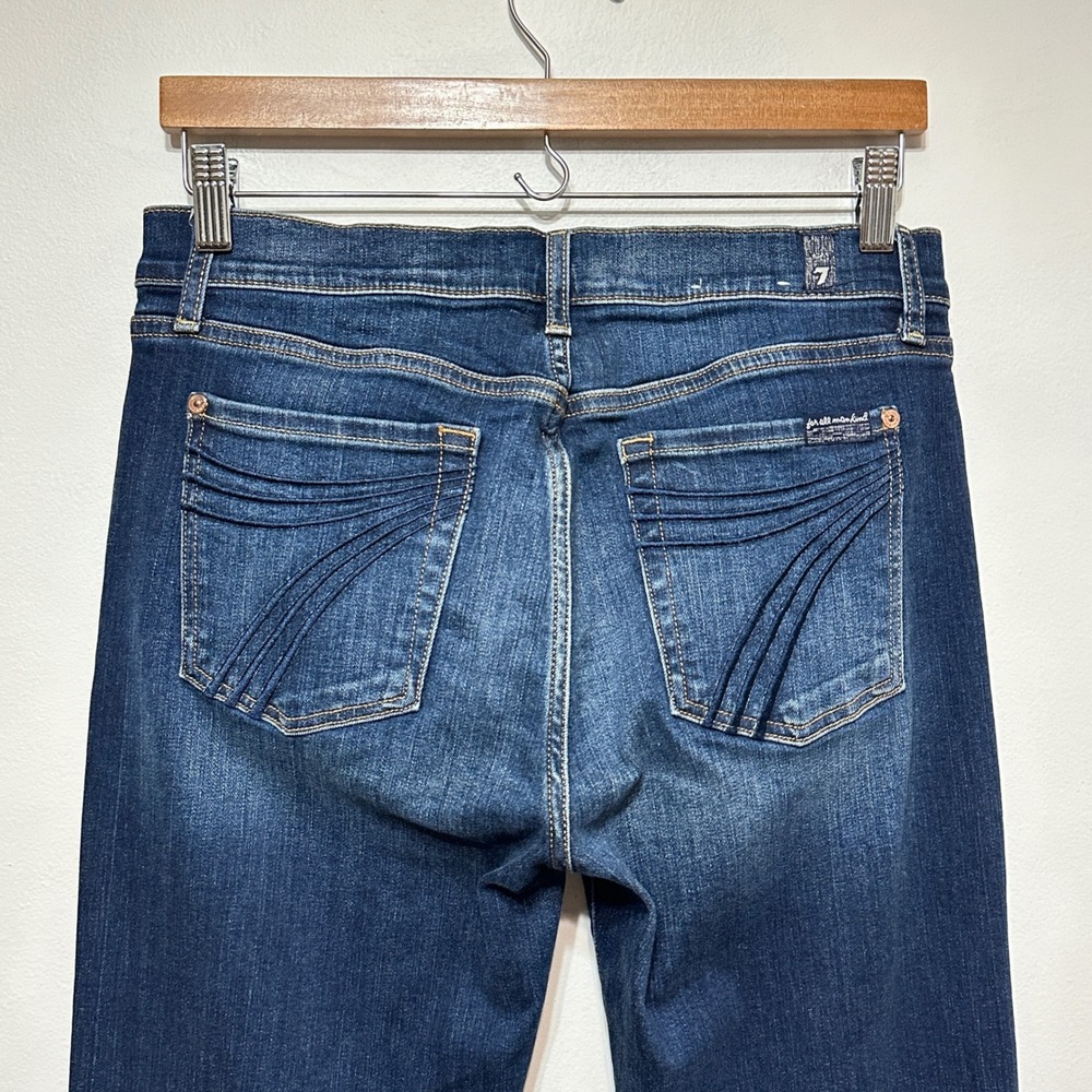 7 For All Mankind Dojo Jeans Women 30x34 Blue Trouser Authentic Flare Leg Y2K - Picture 12 of 16